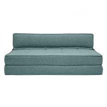 Poltrona letto 2 posti in tessuto grigio-verde KATY