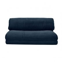 Poltrona letto convertibile 2 posti in tessuto velluto a coste blu scuro SPENCER