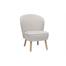 Poltrona scandinava in tessuto effetto velluto beige e legno chiaro AMANITA