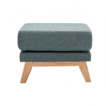 Pouf poggiapiedi sfoderabile scandinavo in tessuto grigio-verde e legno chiaro OSLO