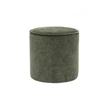 Pouf rotondo in tessuto effetto velluto verde kaki D40 cm PAUL