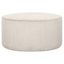 Pouf rotondo in velluto a coste écru D70 cm LOUIS