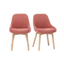 Sedie scandinave in tessuto effetto velluto texturizzato terracotta e legno chiaro massiccio (set di 2) HOLO
