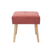 Sgabello basso in tessuto effetto velluto testurizzato color terracotta e legno massello chiaro H46 cm GUESTA