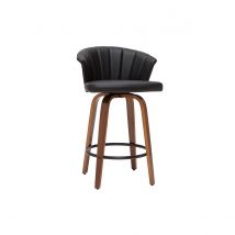 Sgabello da bar design girevole nero e legno scuro H65cm ALBIN