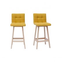 Sgabello da bar tessuto effetto velluto giallo senape 65cm set di 2 KLARIS