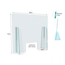 Barriera Protettiva In Plexiglass H75X60L cm Per Operatore Da Banco Made In Italy