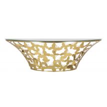 Consolle da parete stondata, piano in vetro, decori farfalle 120x40.5x37.5cm Butterflies
