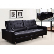 Divano letto 3 posti, reclinabile, contenitore ecopelle nero 197cm Sicorage Ghuer