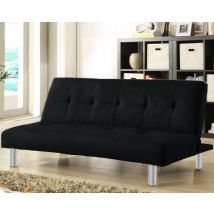 Divano letto 3 posti, reclinabile in microfibra nero180 cm Sicorage Soffy