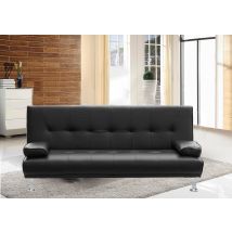 Divano letto reclinabile 3 posti ecopelle nero doppio cuscino Sicorage Kidren