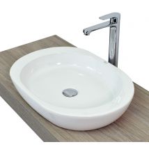 Lavabo da appoggio senza troppo pieno 59x42x9,5cm Bianco Mues Smail