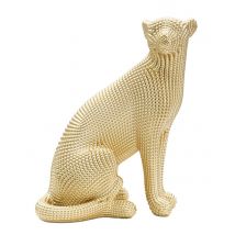 Leopardo perlato sdraiato, poliresina oro 23x15,5x29 cm