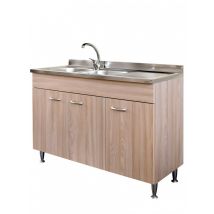 Mobile cucina due ante con lavello inox sx finitura olmo 120x50xH81cm Potres Sabin