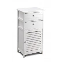 Mobiletto soggiorno, 2 cassetti e anta, in legno paulownia bianco 40x29x78H Slome