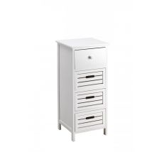Mobiletto soggiorno, 4 cassetti in legno paulownia bianco 35x30x81H Slome