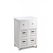 Mobiletto soggiorno, 6 cassetti in legno paulownia bianco 50x32x75H Slome