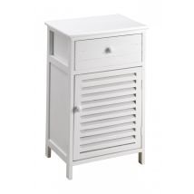 Mobiletto soggiorno, cassetto e anta, in legno paulownia bianco 40x29x64H Slome