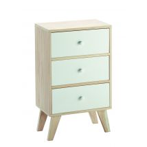 Mobiletto soggiorno, ufficio, 3 cassetti in legno paulownia 40x25x66,5H Slome