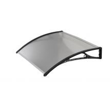 Pensilina tettoia, abs nero, policarbonato alveolare trasparente 100x70cm da esterno Fredi