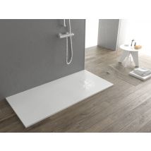 Piatto doccia ultra slim, in smc effetto pietra bianco h 2,6cm Sicena Plaget Bianco,100x120 cm