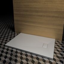 Piatto doccia ultra slim, in smc effetto pietra grigio h 2,6cm Sicena Plaget Grigio,80x120 cm