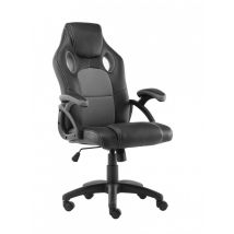 Poltrona da gaming e/o ufficio girevole con ruote e braccioli Nero Grigio Mada