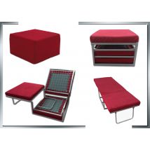 Pouf letto a scomparsa, letto richiubibile in microfibra rosso Sicorage Elly