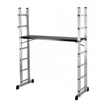 Trabattello in alluminio multiposizione 6 gradini H.168 P.40 L.160cm Fredi Russet