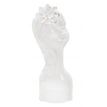 Vaso in ceramica bianca con decori oro 10,5x10x24,7cm Yuong Lady