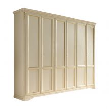 Armadio shabby classico 6 ante in legno avorio/oro l.310 p.60 h.250 - Mobili 2G