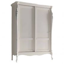 Armadio 2 ante scorrevoli classico in legno con intaglio avorio l.148 p.67 h.204 - Mobili 2G