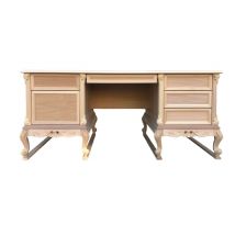 Scrivania 6 cassetti classica barocco legno grezzo 180x87x77 - Mobili 2G