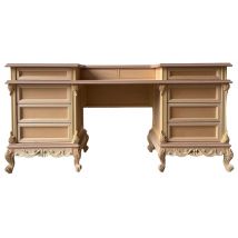 Scrivania toilette 10 cassetti classica barocco legno grezzo 172x42x82 - Mobili 2G