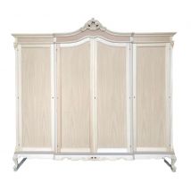 Armadio 4 porte classico barocco legno grezzo 225x73x230 - Mobili 2G