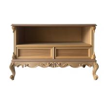 Porta tv 2 cassetti classico barocco legno grezzo 118x46x76 - Mobili 2G