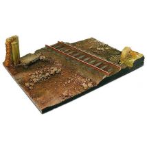 Diorama-Sockel, 31x21 cm, Landstraße mit Bahnübergang