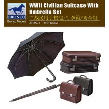 WWII Civilian Suitcase with Umbrella Set