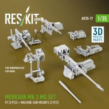 Merkava Mk.3 - MG set, V1 (3 pcs) + Machine gun mounts (3 pcs) [HobbyBoss] (3D Printed)