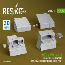 Merkava Mk.3 front & rear fenders with rear storage boxes (open pos.) [Meng Models] (3D Printed)