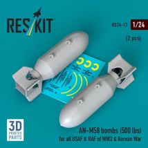 AN-M58 bombs (500 lbs) for all USAF & RAF of WW2 & Korean War (2 pcs) (3D Printed)