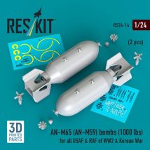 AN-M65 (AN-M59) bombs (1000 lbs) for all USAF & RAF of WW2 & Korean War (2 pcs) (3D Printed)