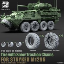 Tire with Snow Traction Chains - Stryker M1296 - 3D-Printed