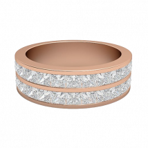 MOH Half Eternity Wedding Rings in 18K Rose Gold, 2.08 Ct, D-E / VS With Natural Diamonds.