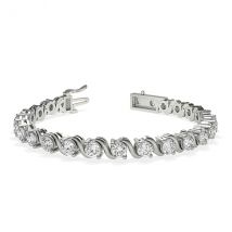 Trendy Designs  Bracelets With 18K White Gold, 2.52 Ct , 6.5 Inch Size, F-G / SI With Lab Diamonds.