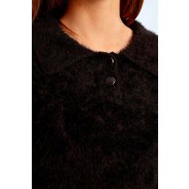 Pull polo en maille duveteuse