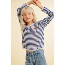 Pull marinière, cœur brodé