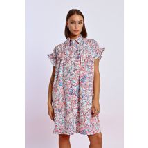 Robe chemise imprimée et froncée