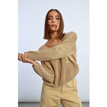 Pull maille en crochet fleurs
