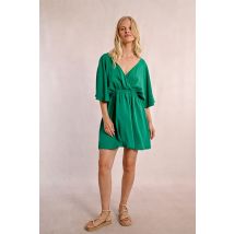 Robe courte fluide élastiquée à la taille et dos n